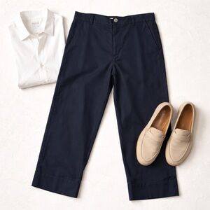 COS Men’s Navy Cotton Tailored Trousers Size 32 Cropped Wide Leg Minimalist Pant